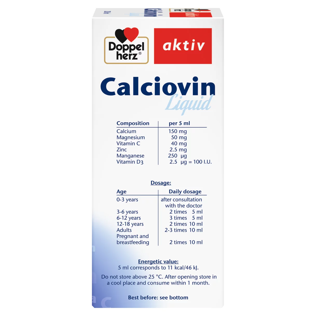 Illustration of the product packaging Doppelherz aktiv Calciovin side view right